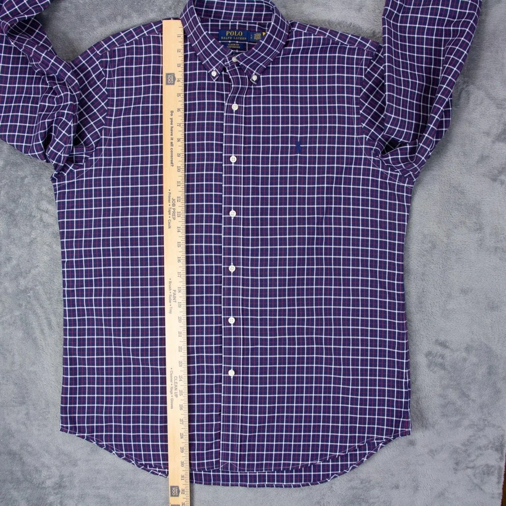 Polo Ralph Lauren Mens L Classic Fit Performance Nylon Poly Shirt Blue‎